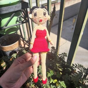 Handmade BETTY BOOP Crochet Doll in Red Dress